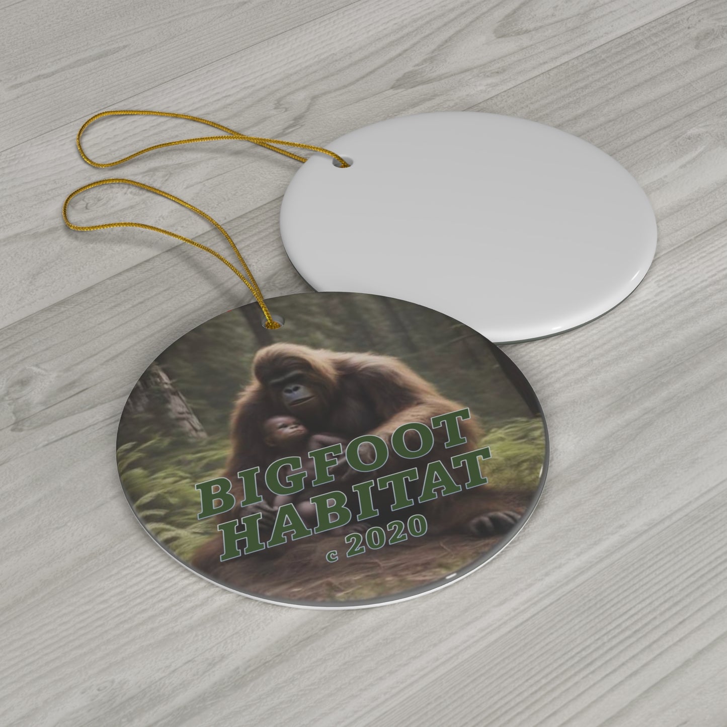 Bigfoot Mother and Child Christmas Ornament by BIGFOOT HABITAT