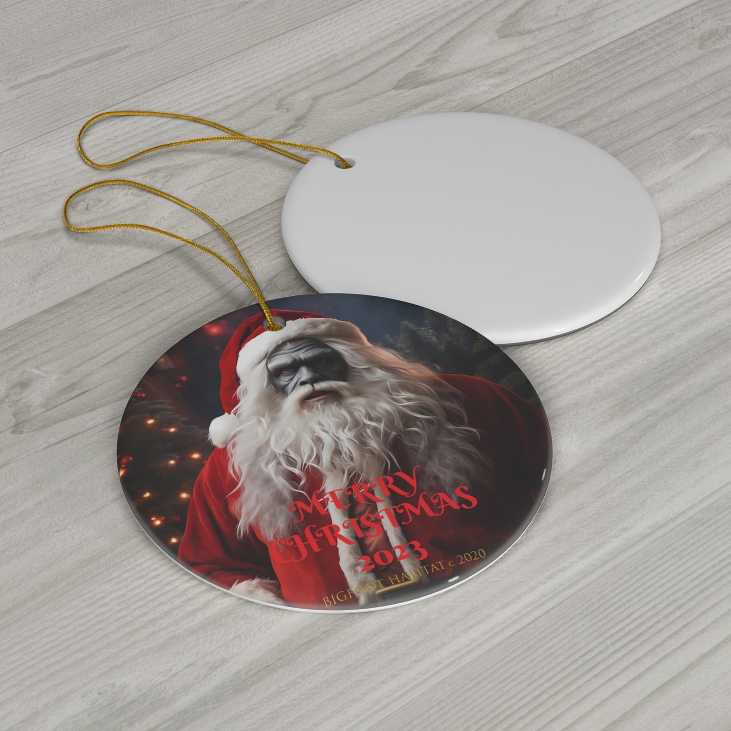 BIGFOOT SANTA Ceramic Ornament