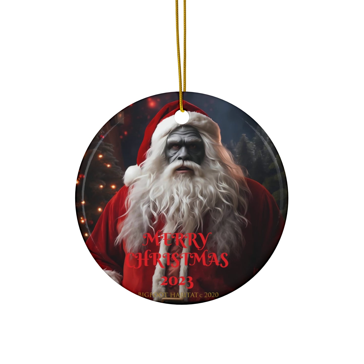 BIGFOOT SANTA Ceramic Ornament