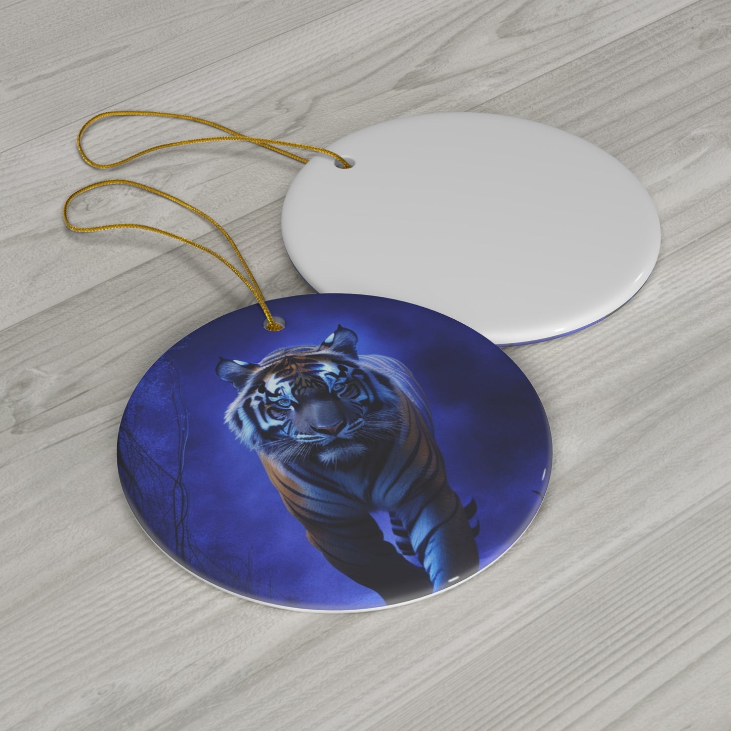 'TIGER ON THE PROWL' by BIGFOOT HABITAT Ceramic Ornament