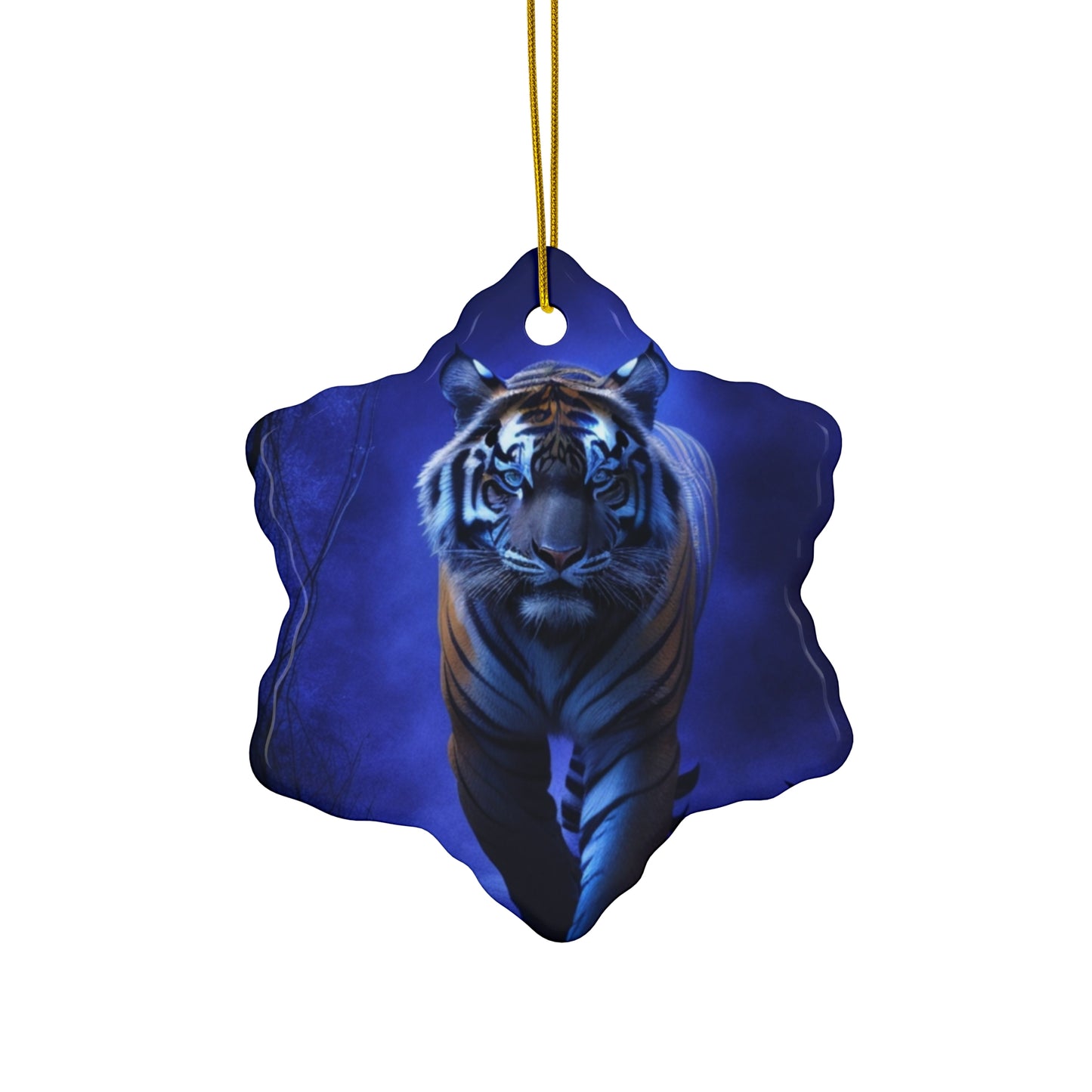 Blue Tiger by BIGFOOT HABITAT  Ceramic Ornament, 4 Shapes