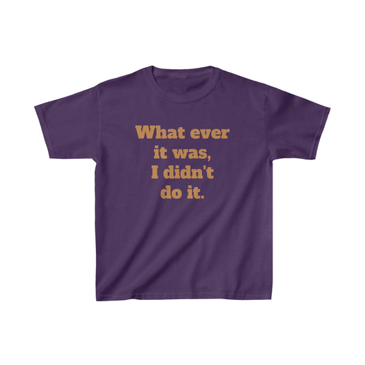 'I didn't do it.'  Kids Heavy Cotton™ Tee by BIGFOOT HABITAT