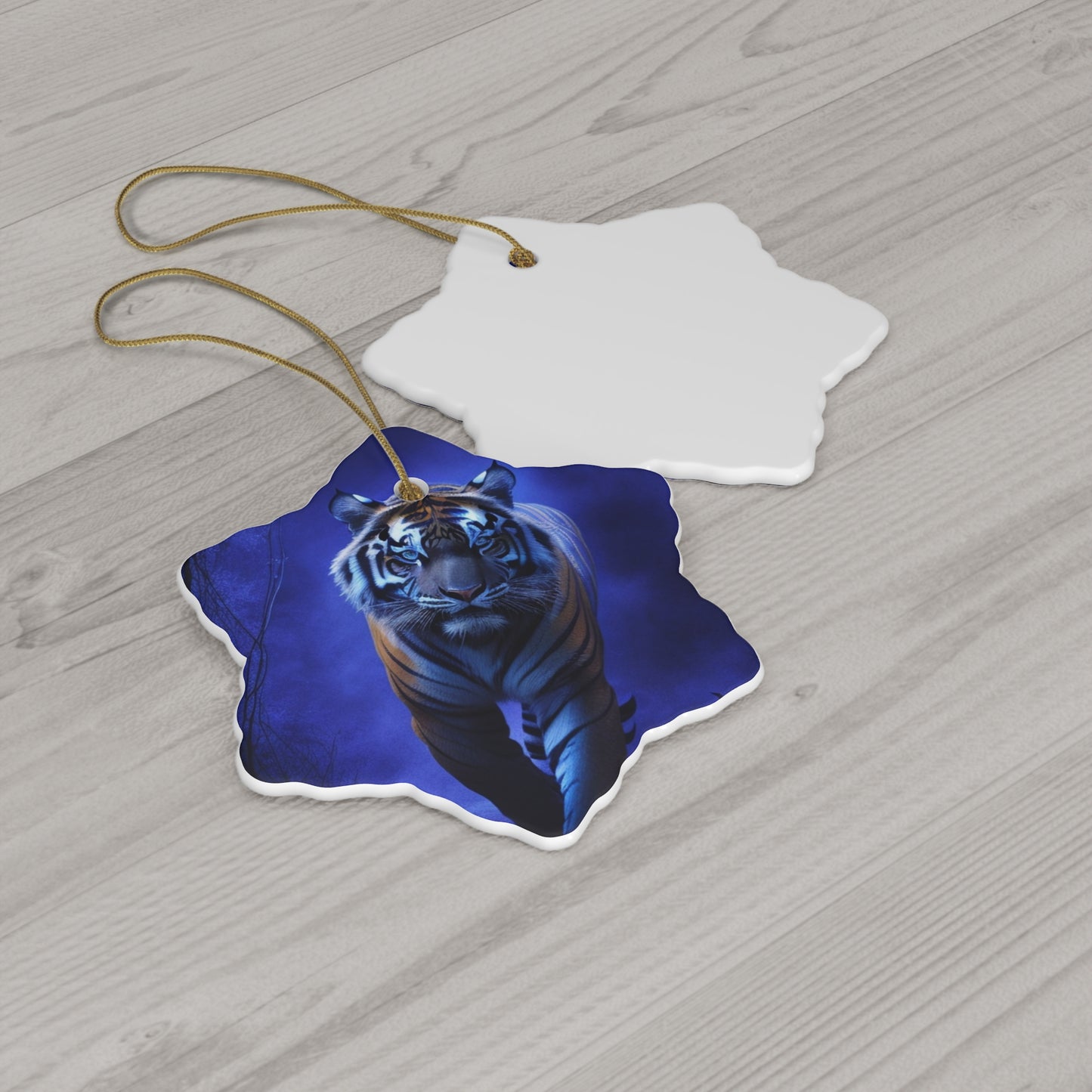 Blue Tiger by BIGFOOT HABITAT  Ceramic Ornament, 4 Shapes