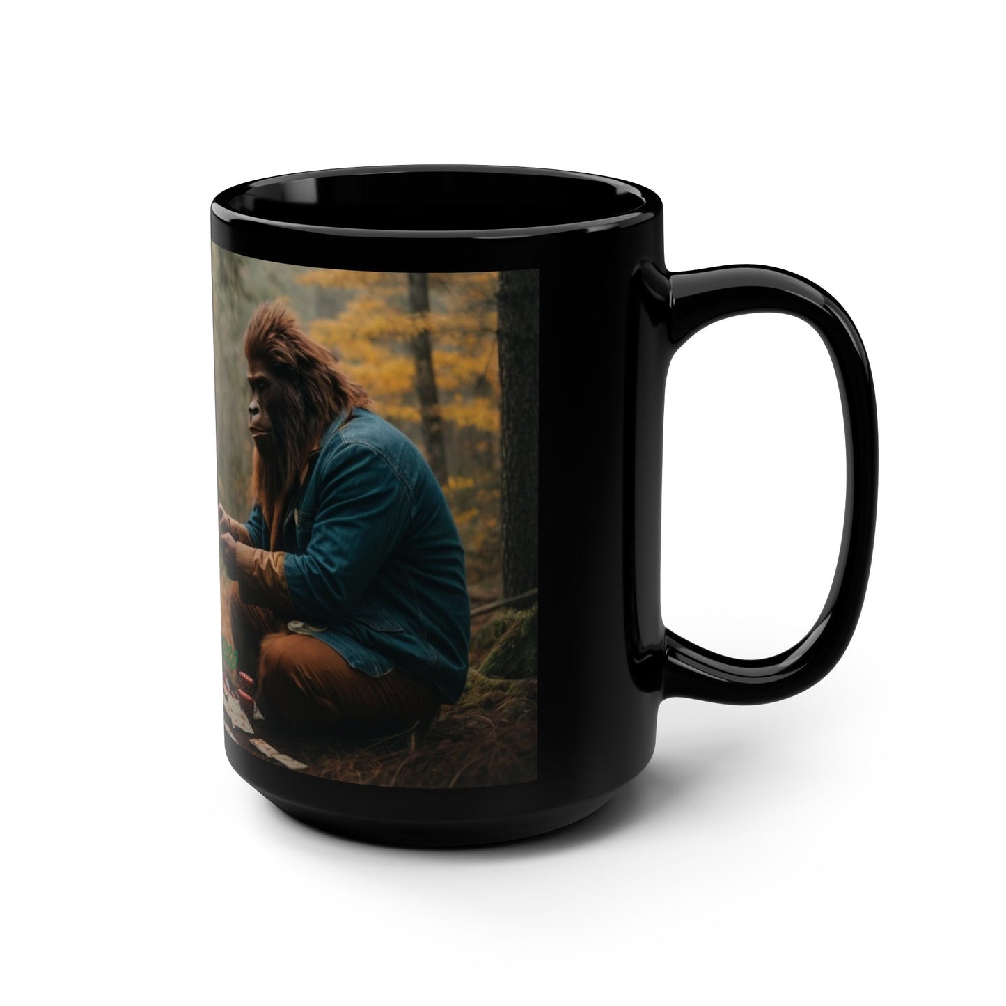 'Another Game of Poker' BIGFOOT HABITAT Black Mug, 15oz