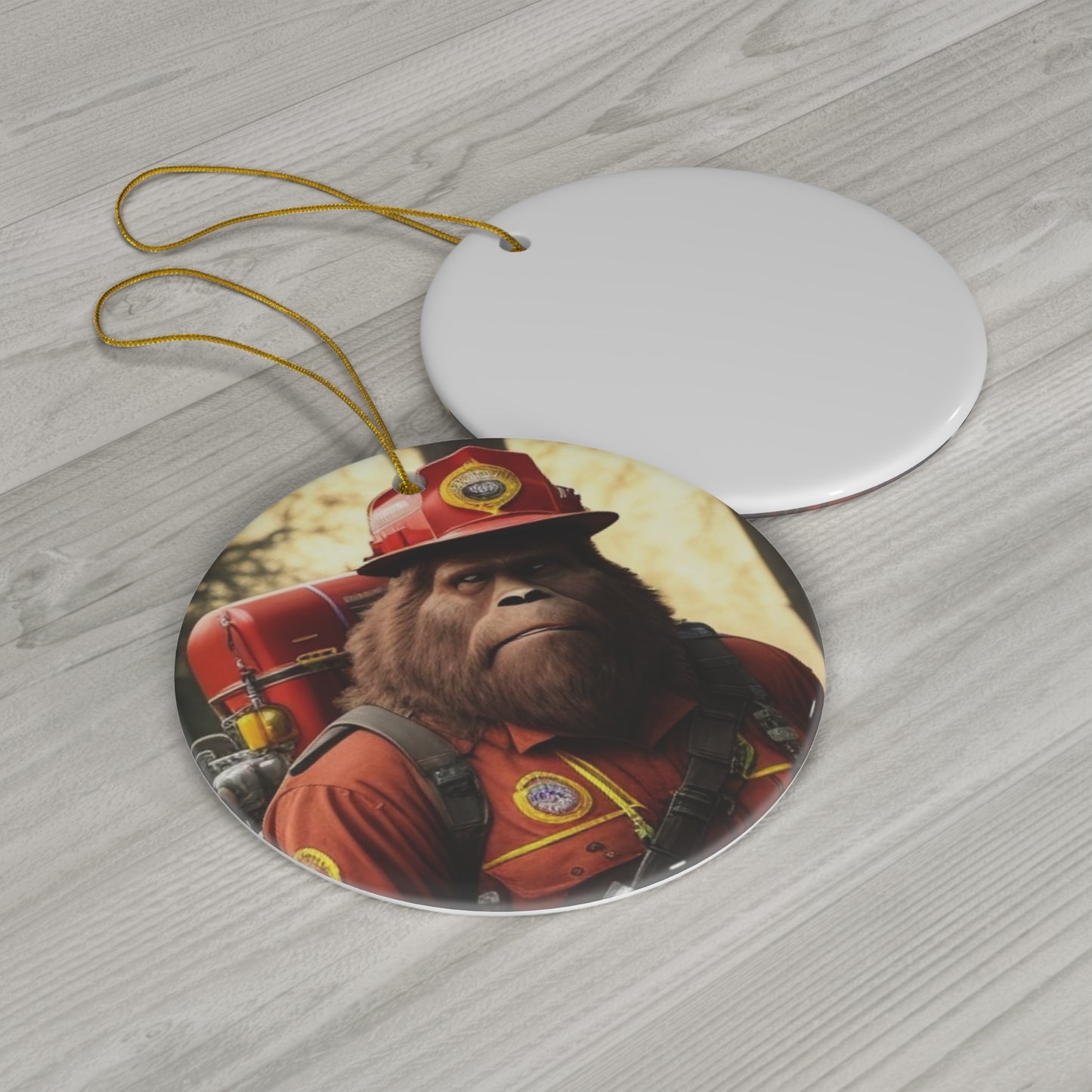 BIGFOOT HABITAT 'Fire Chief' Ceramic Ornament