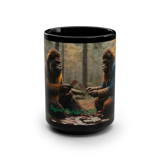 'Another Game of Poker' BIGFOOT HABITAT Black Mug, 15oz